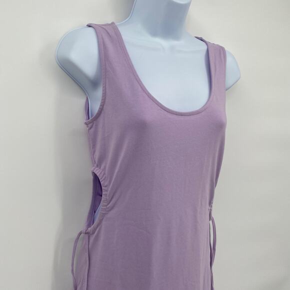 Vero Moda Scoop Neck Mini Dress Cut Out Side with Tie Purple Size Large - Picture 2 of 8